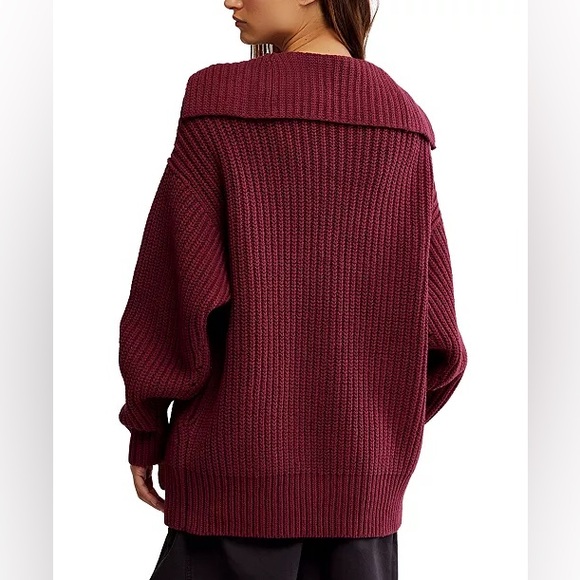 Free People Swim Too Deep Cardigan in Cabernet - Picture 3 of 7